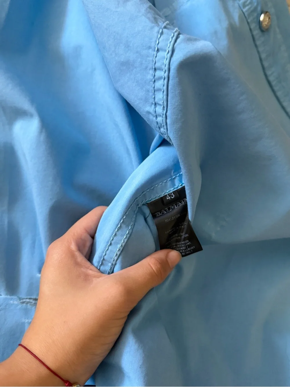 Balmain Light Blue Distressed Button-Front Shirt Jacket